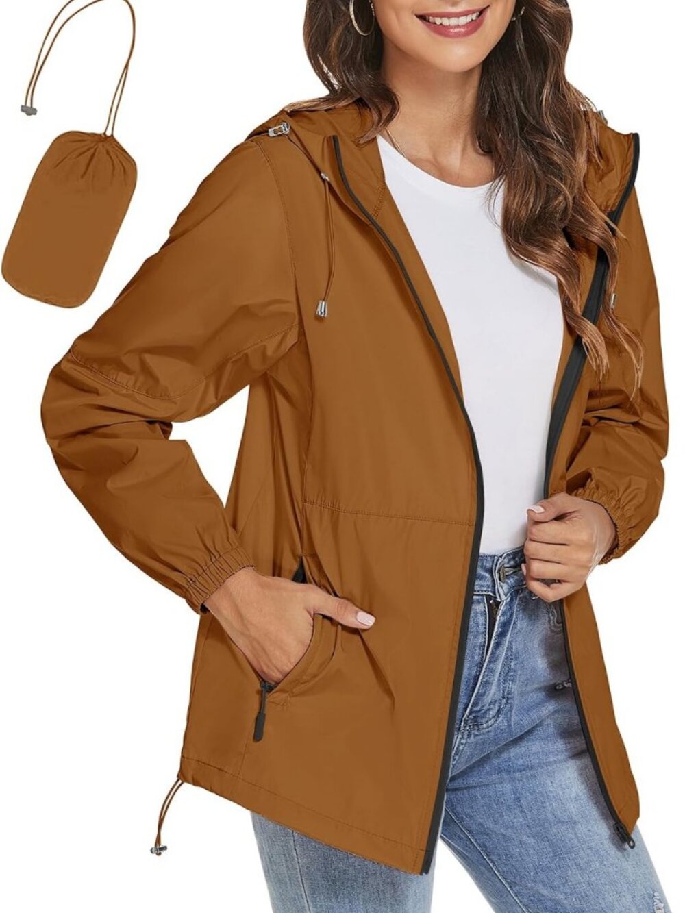 Lightweight Waterproof Windbreaker Rain Jacket for Women - Portable & Stylish